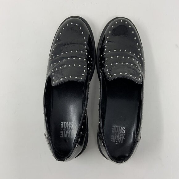 Jane and the Shoe Black Loafer Studded Patent Slip on Shoes Sz 8.5 - Picture 7 of 12